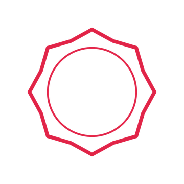 An open 8-point badge with soft scallops, without a ribbon.