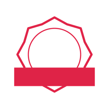 An open 8-point badge with soft scallops, with a straight ribbon.