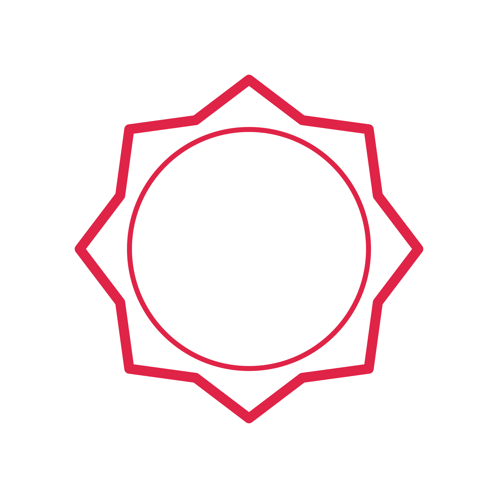 An open 8-point badge with classic scallops, without a ribbon.