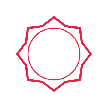 An open 8-point badge with classic scallops, without a ribbon.