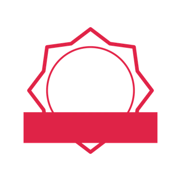 An open 8-point badge with classic scallops, with a straight ribbon.
