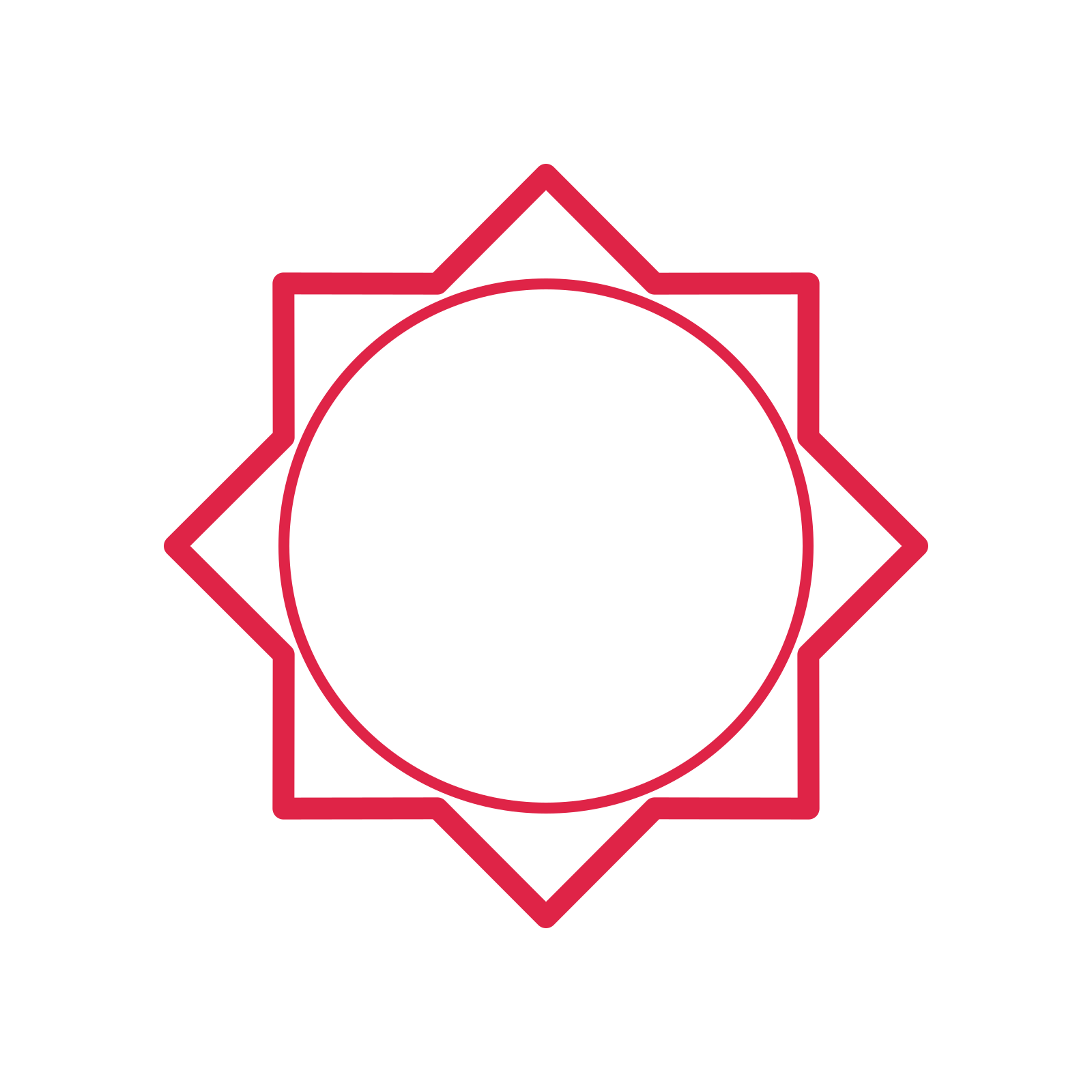 An open 8-point badge with pronounced scallops, without a ribbon.