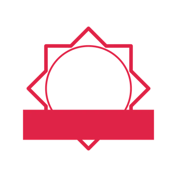 An open 8-point badge with pronounced scallops, with a straight ribbon.