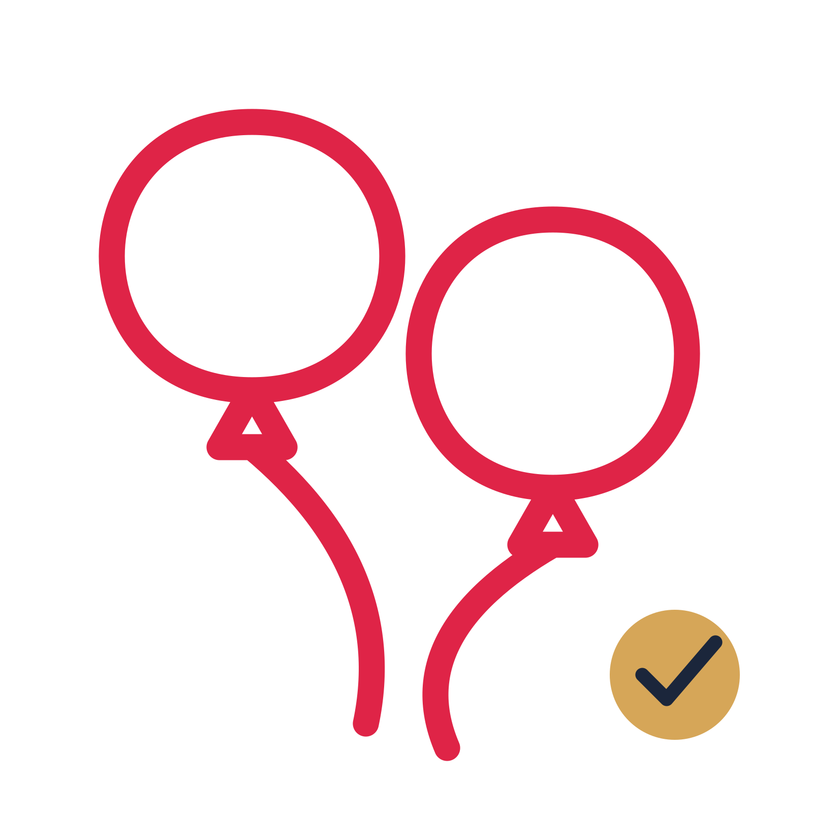 Party balloon trio drawn as an accent icon with clean rounded lines.