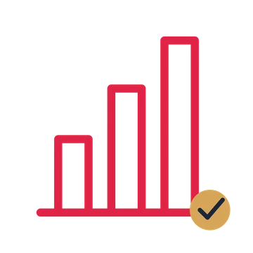 Three-column bar chart drawn as an accent icon with clean rounded lines.