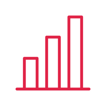 Three-column bar chart drawn as an outline icon with clean rounded lines.