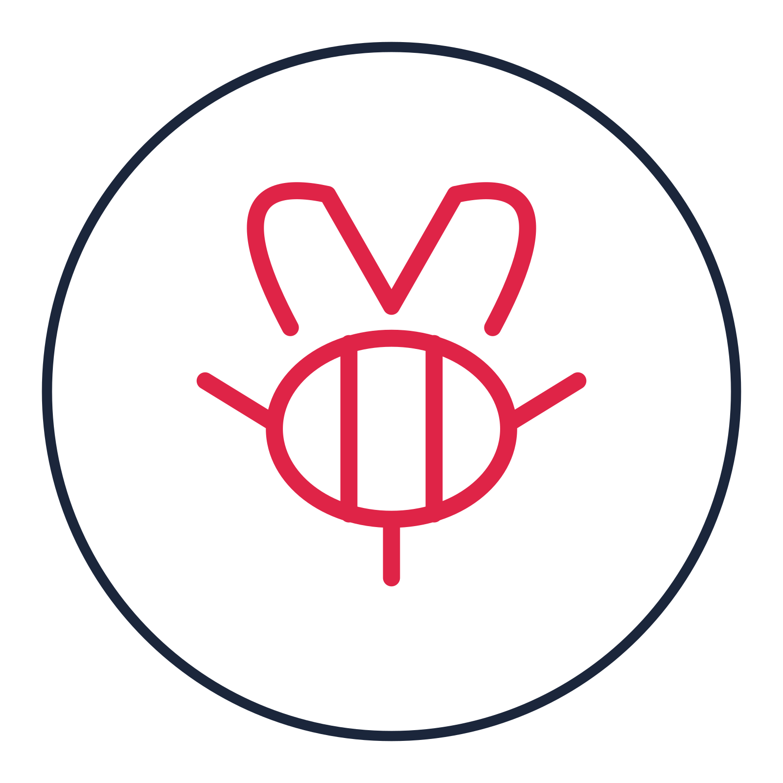 Bumblebee drawn as a medallion icon with clean rounded lines.