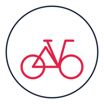 City bicycle drawn as a medallion icon with clean rounded lines.