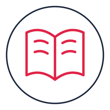 Open book drawn as a medallion icon with clean rounded lines.