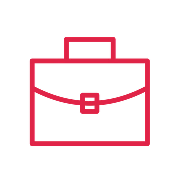Business briefcase drawn as an outline icon with clean rounded lines.