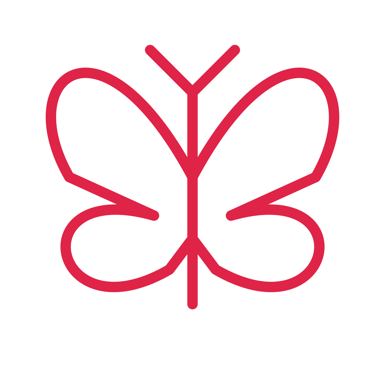 Garden butterfly drawn as an outline icon with clean rounded lines.
