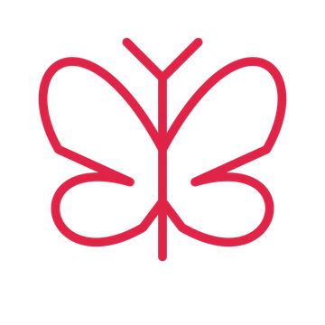 Garden butterfly drawn as an outline icon with clean rounded lines.