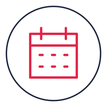 Monthly calendar drawn as a medallion icon with clean rounded lines.