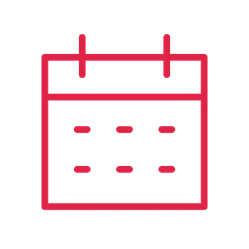Monthly calendar drawn as an outline icon with clean rounded lines.
