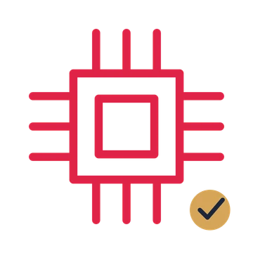 Microprocessor chip drawn as an accent icon with clean rounded lines.