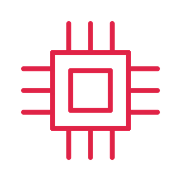 Microprocessor chip drawn as an outline icon with clean rounded lines.