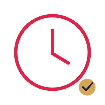 Round wall clock drawn as an accent icon with clean rounded lines.