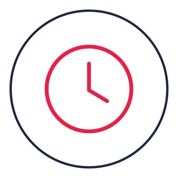 Round wall clock drawn as a medallion icon with clean rounded lines.