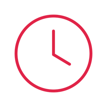 Round wall clock drawn as an outline icon with clean rounded lines.