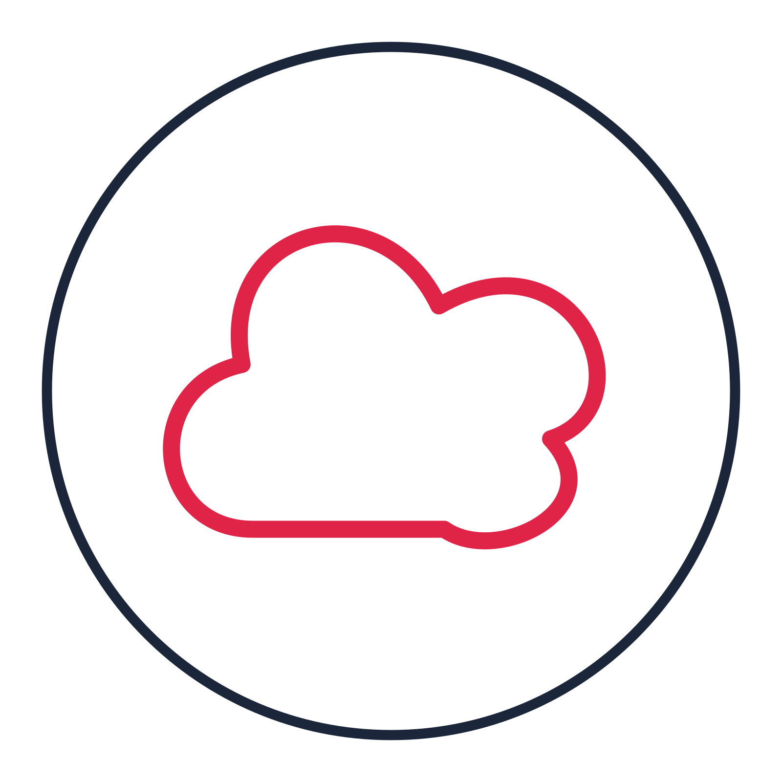 Fluffy cloud drawn as a medallion icon with clean rounded lines.