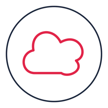 Fluffy cloud drawn as a medallion icon with clean rounded lines.