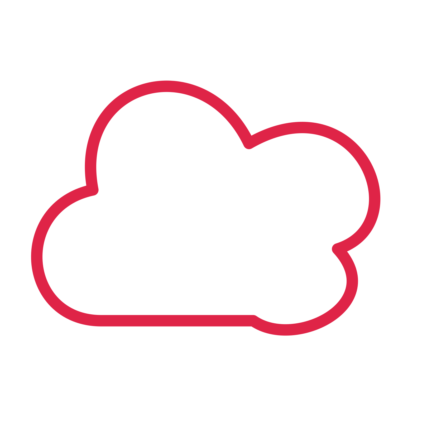 Fluffy cloud drawn as an outline icon with clean rounded lines.