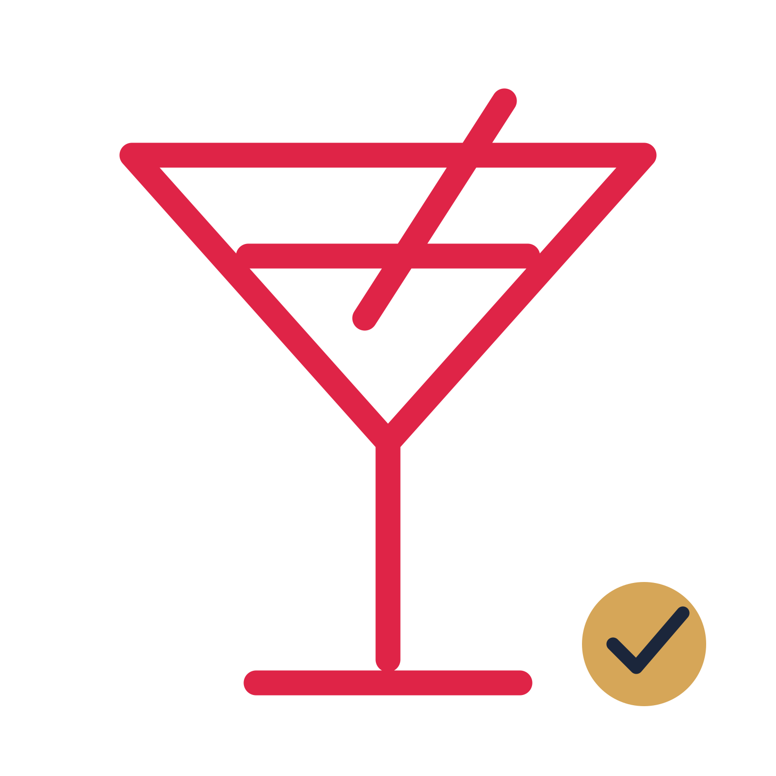 Cocktail glass drawn as an accent icon with clean rounded lines.