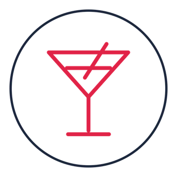 Cocktail glass drawn as a medallion icon with clean rounded lines.
