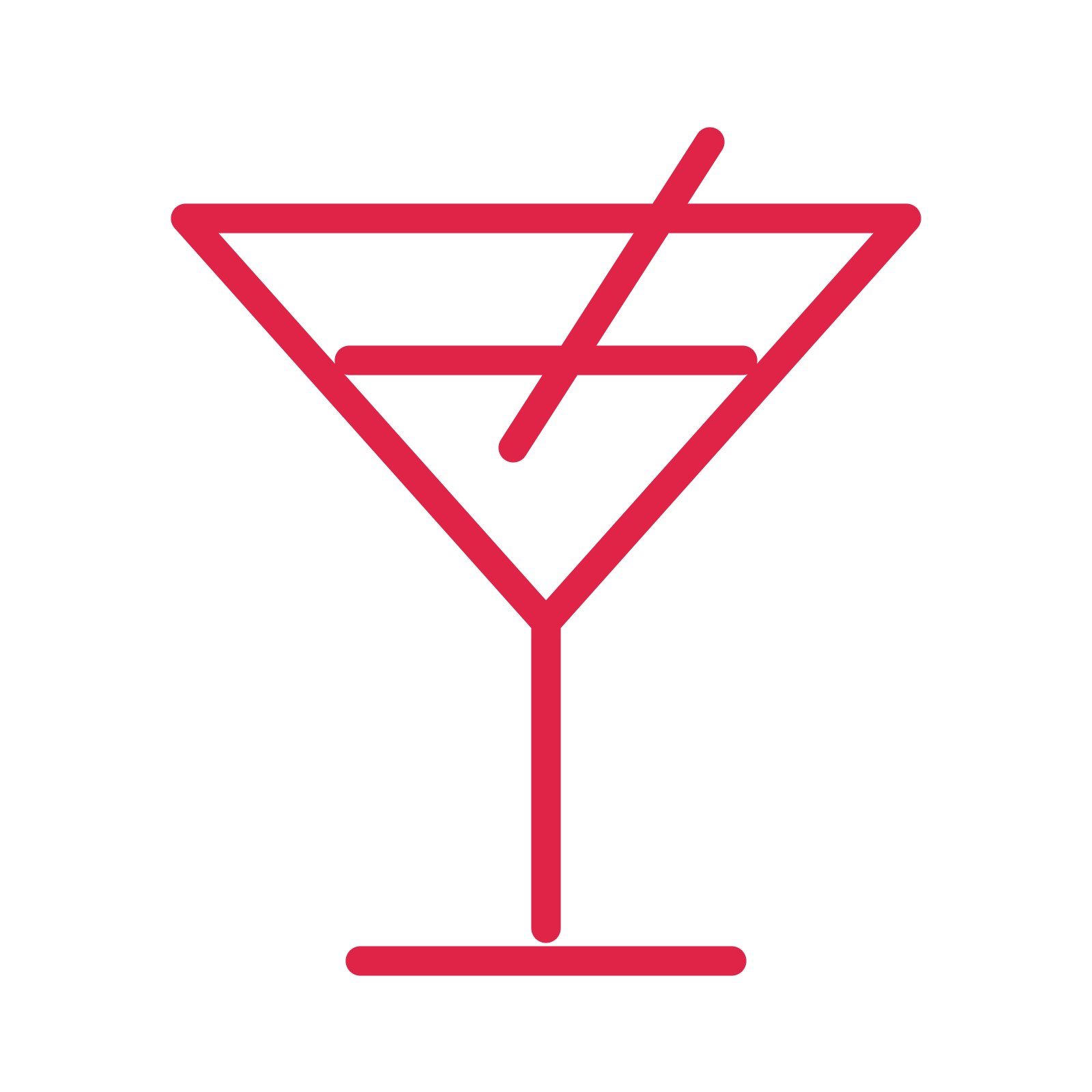 Cocktail glass drawn as an outline icon with clean rounded lines.