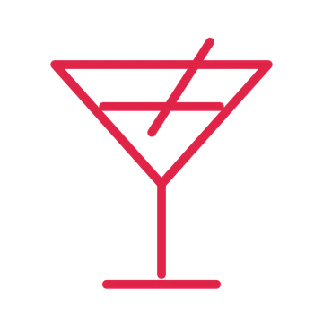 Cocktail glass drawn as a outline icon with clean rounded lines.