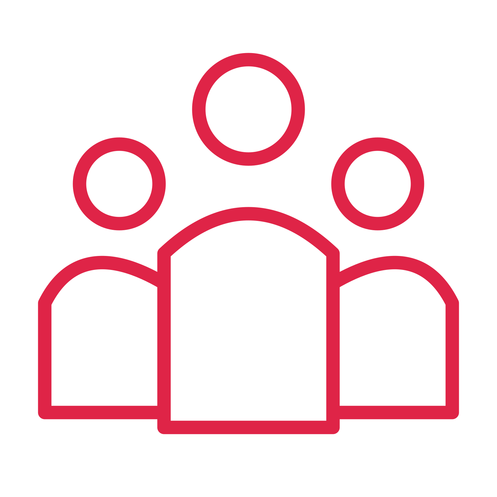 Community group drawn as an outline icon with clean rounded lines.