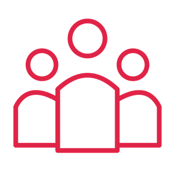 Community group drawn as an outline icon with clean rounded lines.