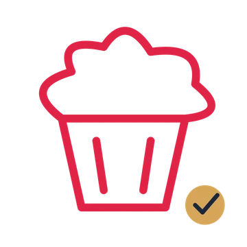 Cupcake with frosting drawn as an accent icon with clean rounded lines.