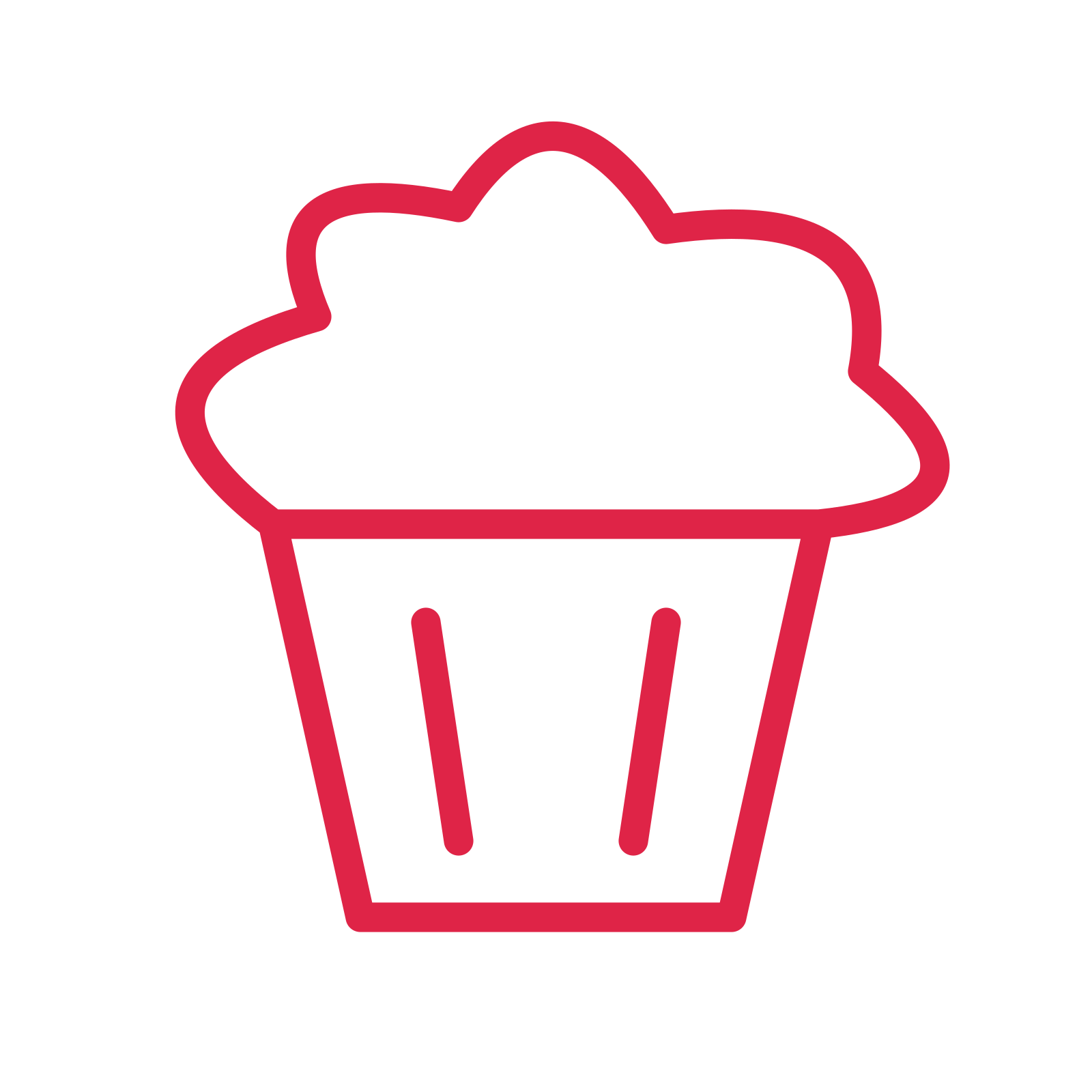 Cupcake with frosting drawn as an outline icon with clean rounded lines.