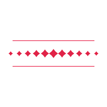 A decorative divider with 11 diamond motifs arranged in a tapered, between two fine horizontal rules.