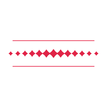 A decorative divider with 13 diamond motifs arranged in a tapered, between two fine horizontal rules.
