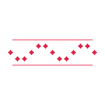 A decorative divider with 13 diamond motifs arranged in a wave, between two fine horizontal rules.