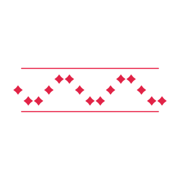 A decorative divider with 15 diamond motifs arranged in a wave, between two fine horizontal rules.