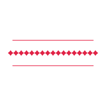 A decorative divider with 17 diamond motifs arranged in a line, between two fine horizontal rules.