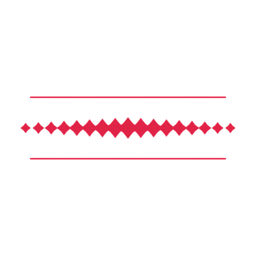 A decorative divider with 17 diamond motifs arranged in a tapered, between two fine horizontal rules.