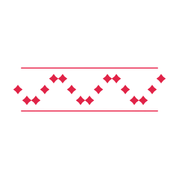 A decorative divider with 17 diamond motifs arranged in a wave, between two fine horizontal rules.