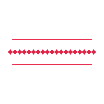 A decorative divider with 19 diamond motifs arranged in a line, between two fine horizontal rules.