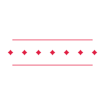 A decorative divider with 7 diamond motifs arranged in a line, between two fine horizontal rules.