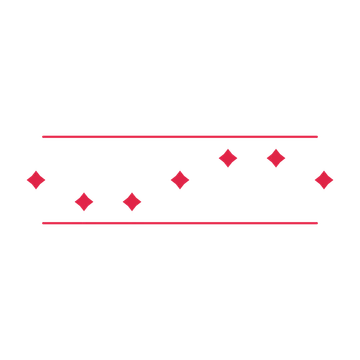 A decorative divider with 7 diamond motifs arranged in a wave, between two fine horizontal rules.