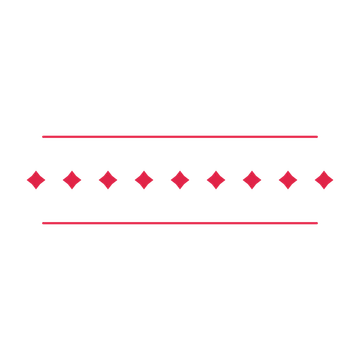 A decorative divider with 9 diamond motifs arranged in a line, between two fine horizontal rules.