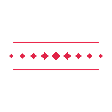 A decorative divider with 9 diamond motifs arranged in a tapered, between two fine horizontal rules.