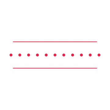 A decorative divider with 11 dot motifs arranged in a line, between two fine horizontal rules.