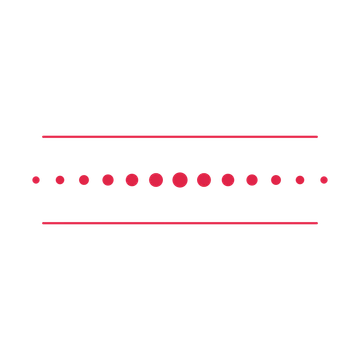 A decorative divider with 13 dot motifs arranged in a tapered, between two fine horizontal rules.