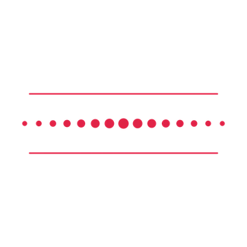 A decorative divider with 15 dot motifs arranged in a tapered, between two fine horizontal rules.