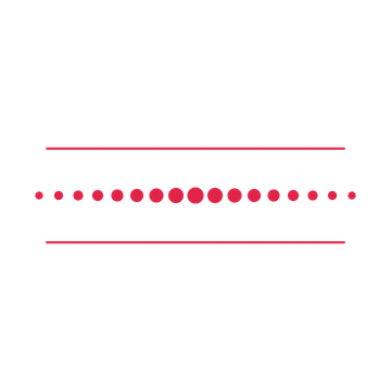 A decorative divider with 17 dot motifs arranged in a tapered, between two fine horizontal rules.